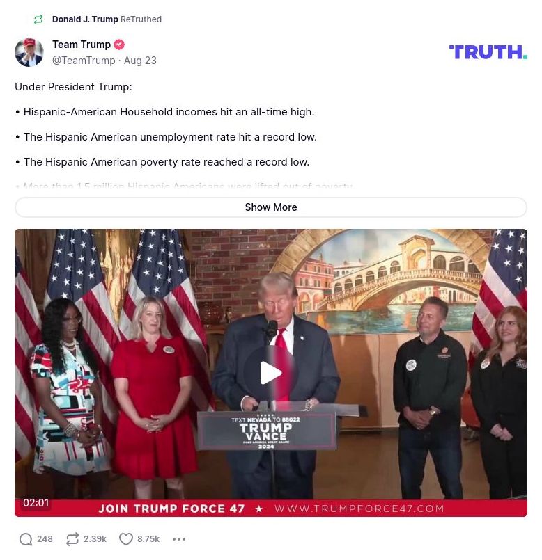 Post image from Donald Trump