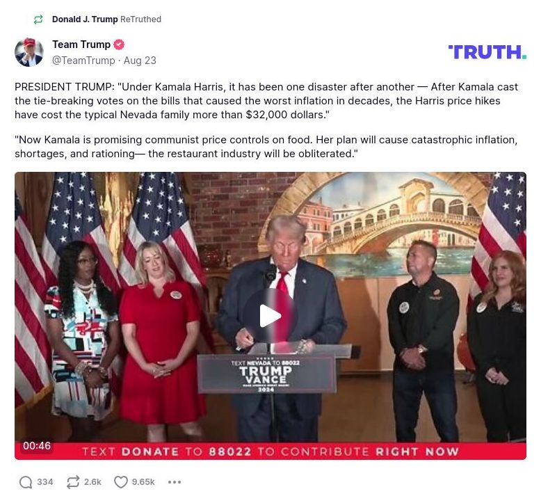 Post preview from Donald Trump