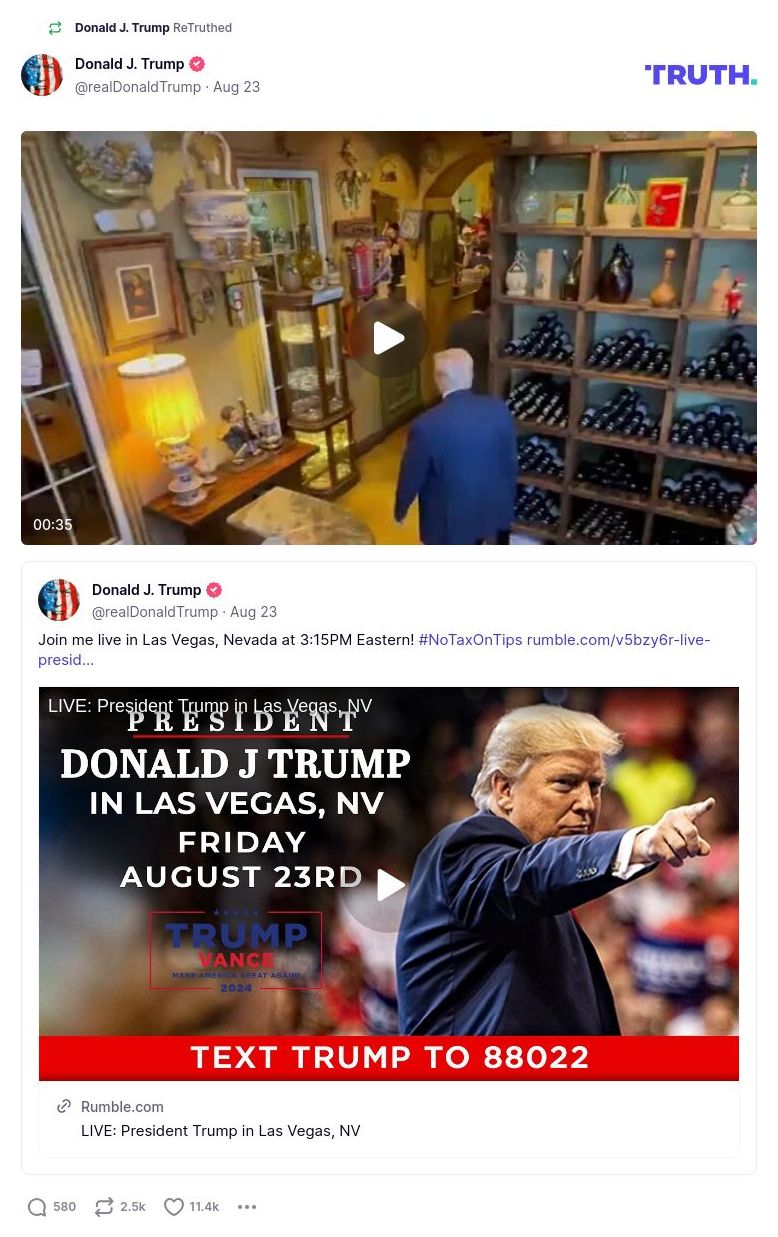 Post image from Donald Trump