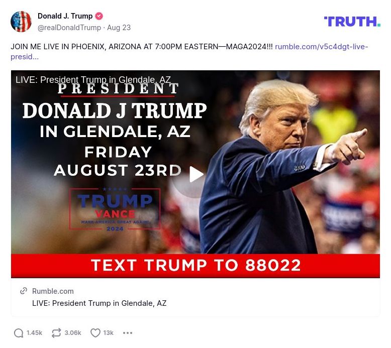 Post image from Donald Trump