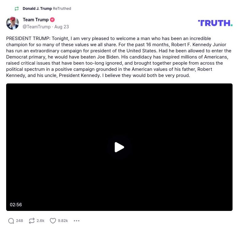 Post preview from Donald Trump