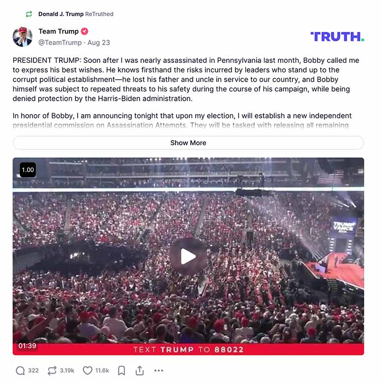 Post preview from Donald Trump