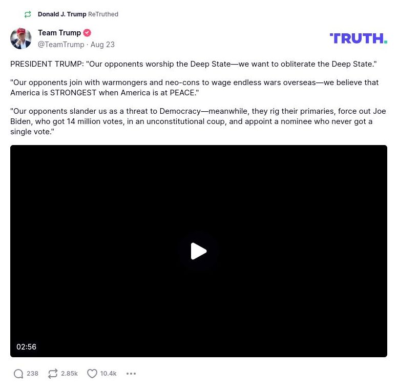 Post preview from Donald Trump