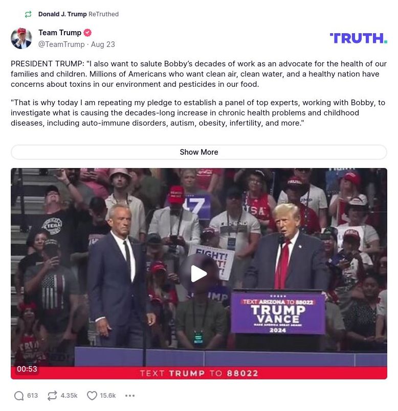 Post image from Donald Trump