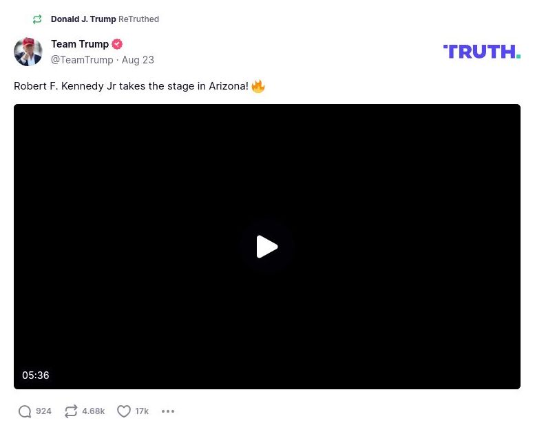 Post image from Donald Trump