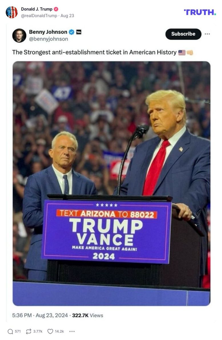 Post image from Donald Trump