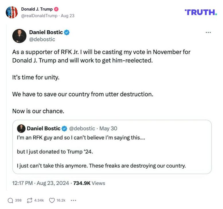 Post image from Donald Trump