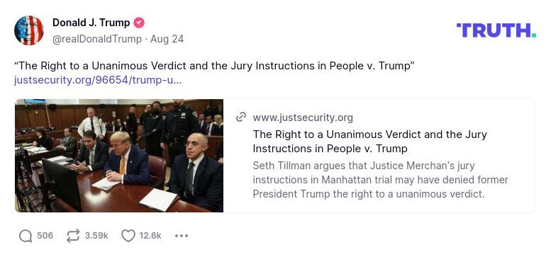 Post image from Donald Trump