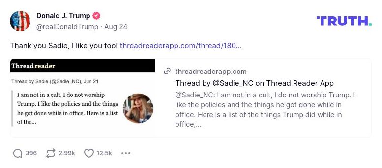 Post image from Donald Trump