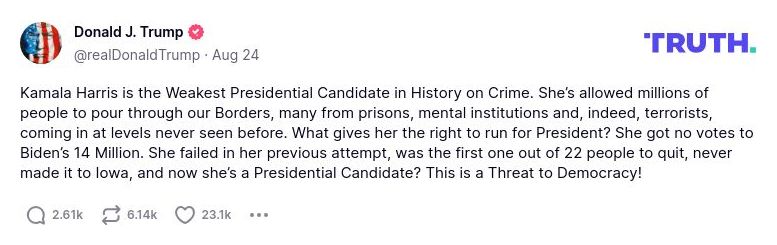 Post preview from Donald Trump