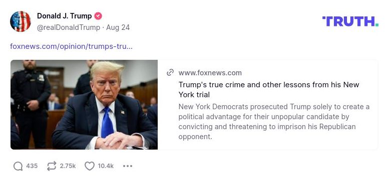 Post image from Donald Trump