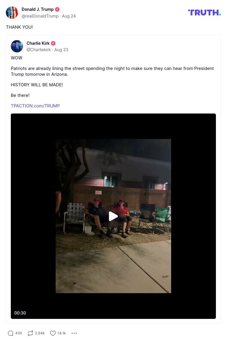 Post image from Donald Trump