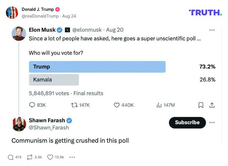 Post image from Donald Trump