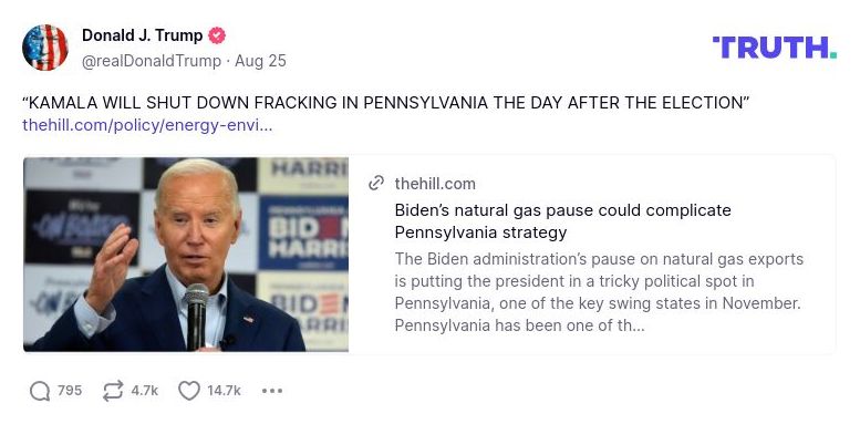 Post preview from Donald Trump