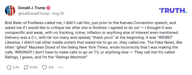 Post preview from Donald Trump