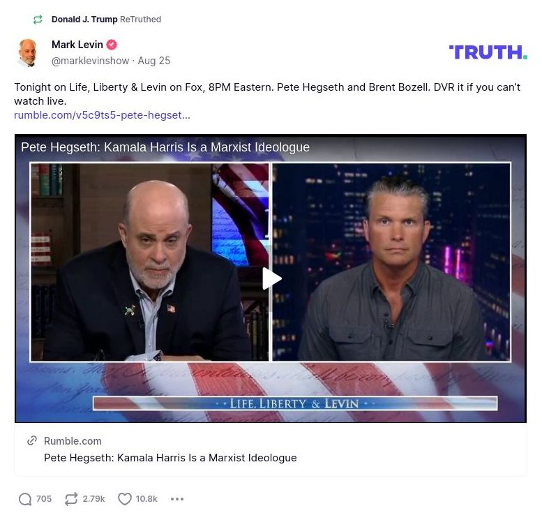 Post image from Donald Trump