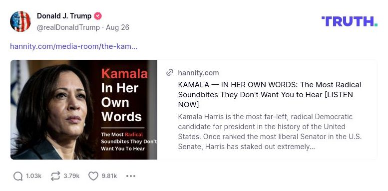 Post image from Donald Trump