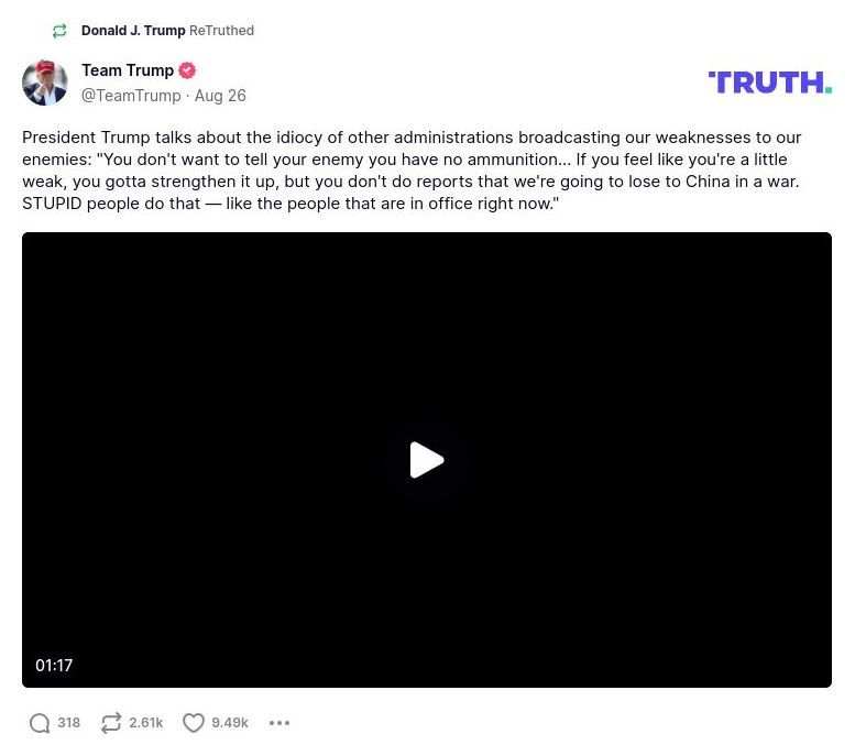 Post preview from Donald Trump