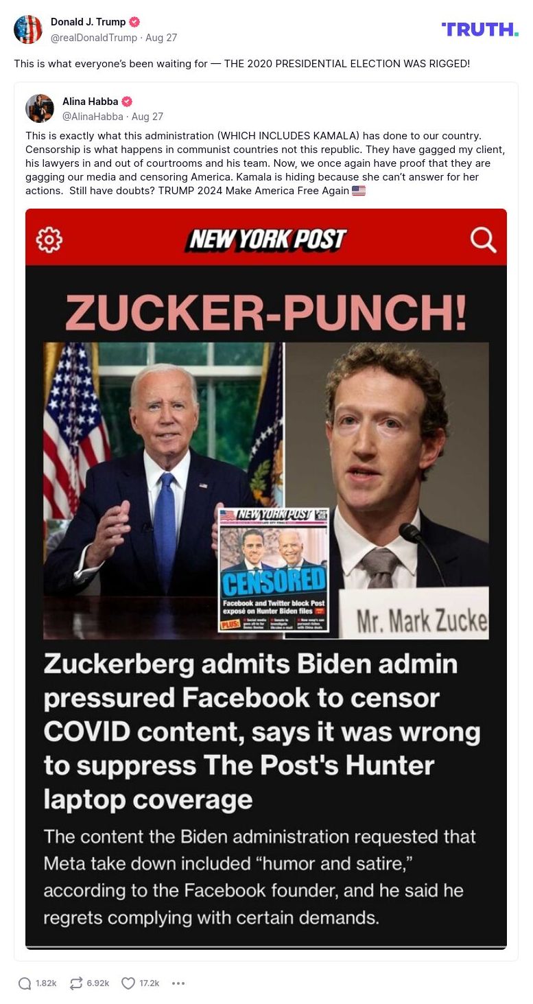 Post image from Donald Trump