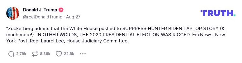 Post preview from Donald Trump