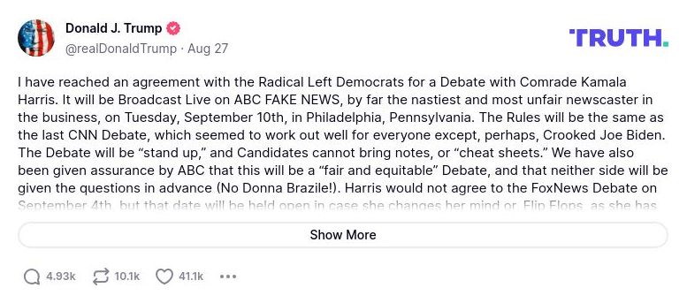 Post preview from Donald Trump