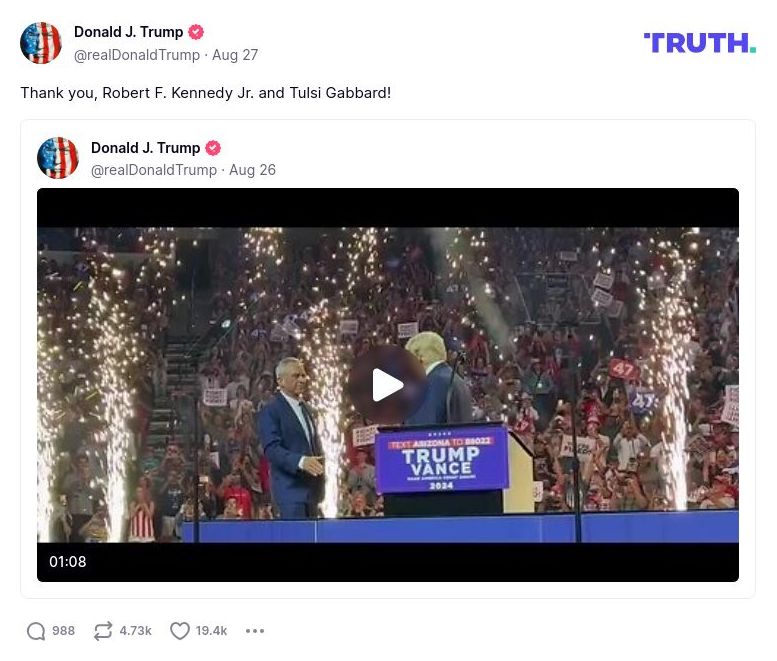 Post image from Donald Trump