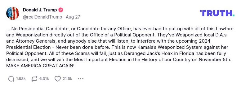 Post image from Donald Trump