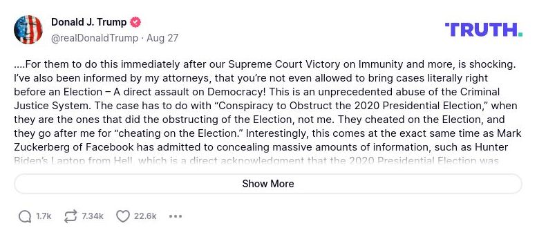 Post preview from Donald Trump