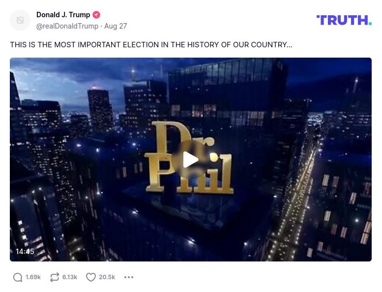 Post image from Donald Trump