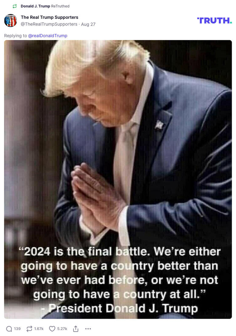 Post image from Donald Trump