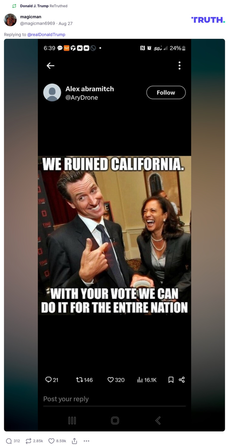 Post image from Donald Trump