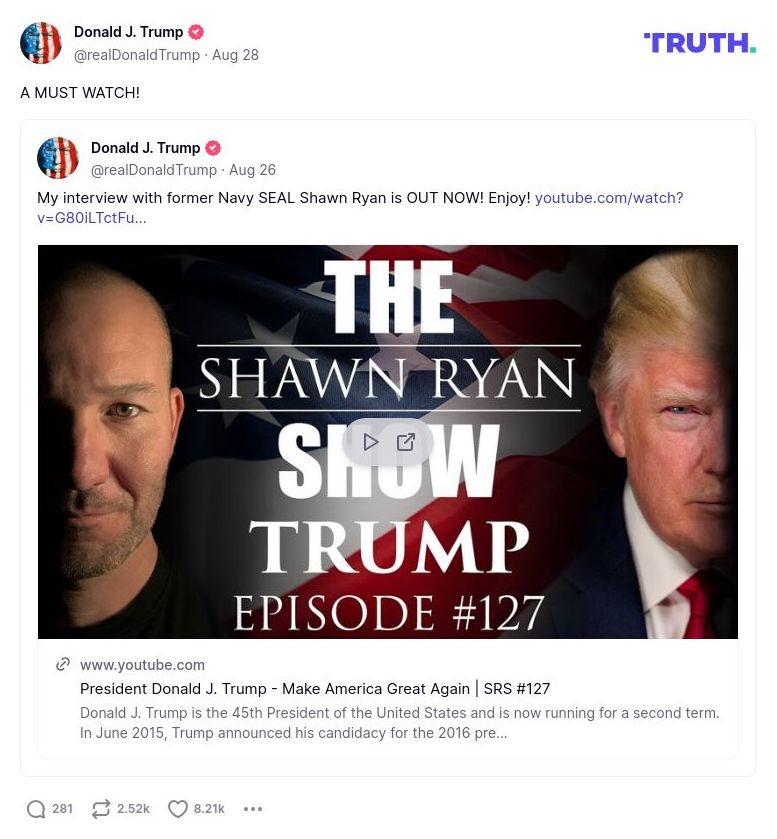 Post image from Donald Trump