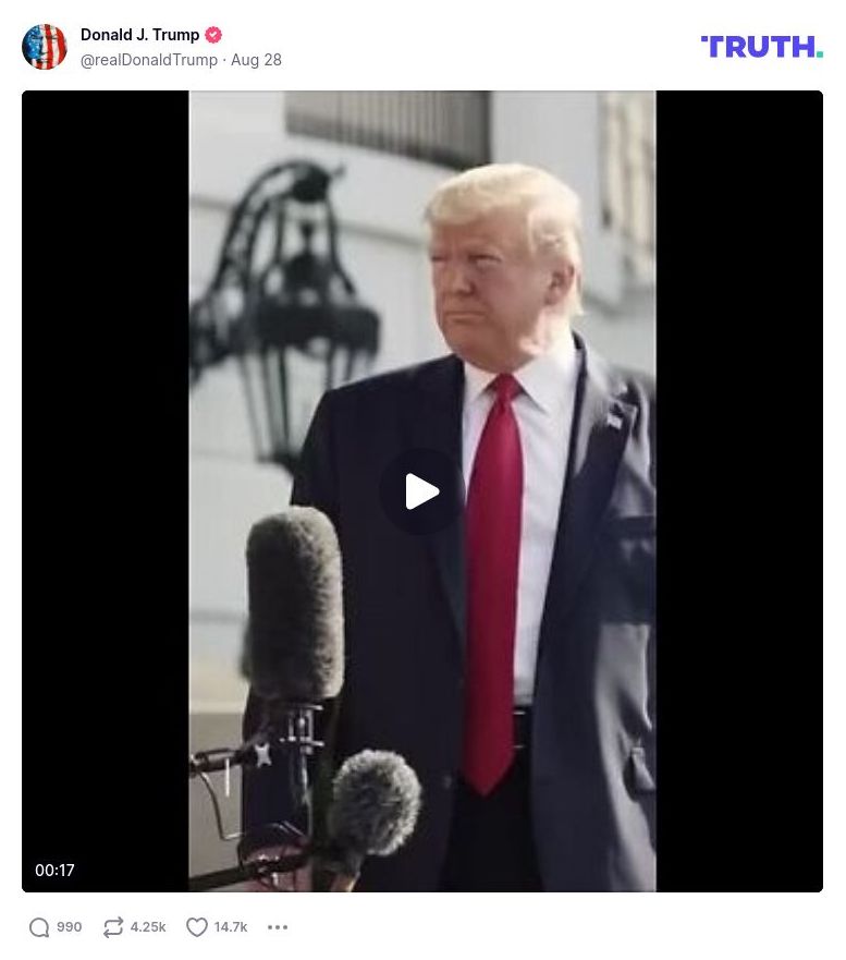 Post image from Donald Trump