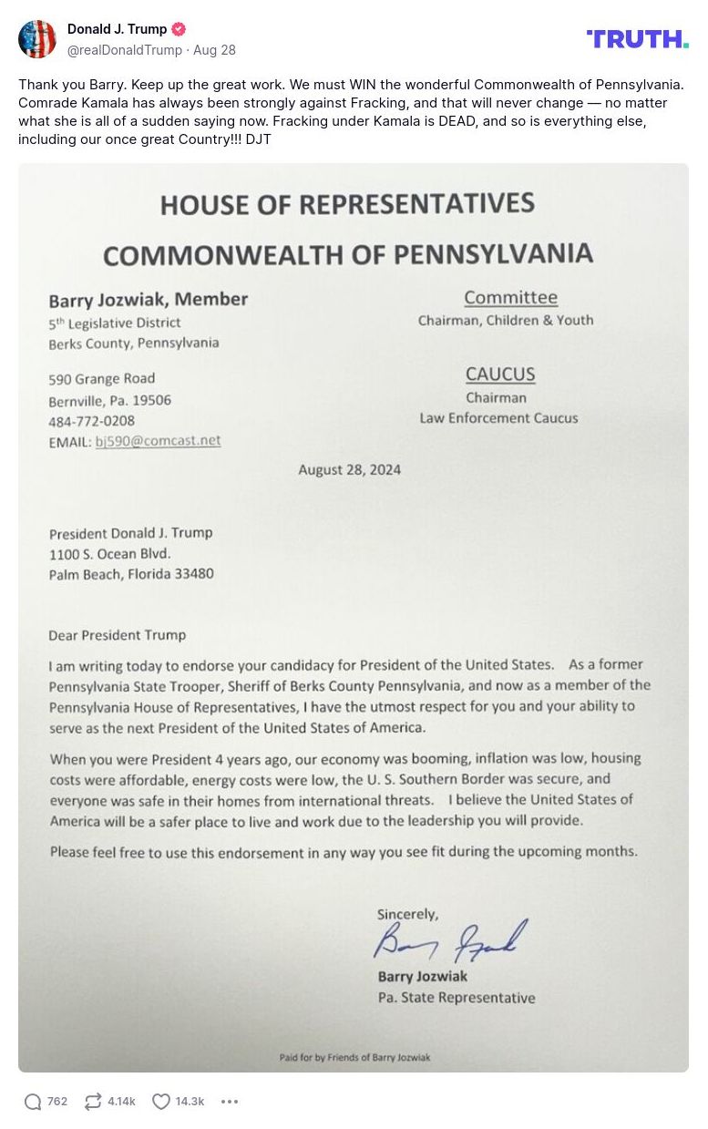 Post image from Donald Trump