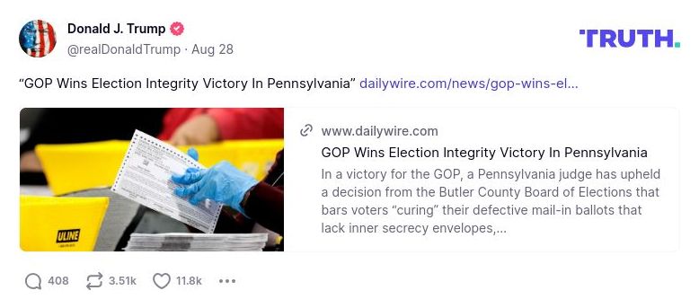 Post image from Donald Trump