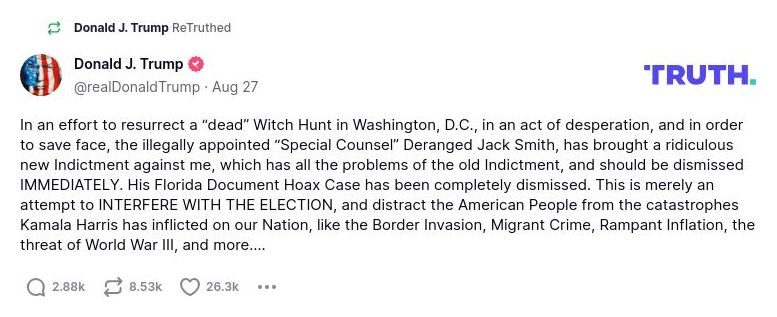 Post preview from Donald Trump