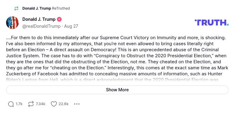 Post preview from Donald Trump