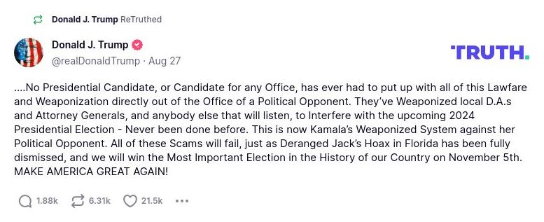 Post image from Donald Trump