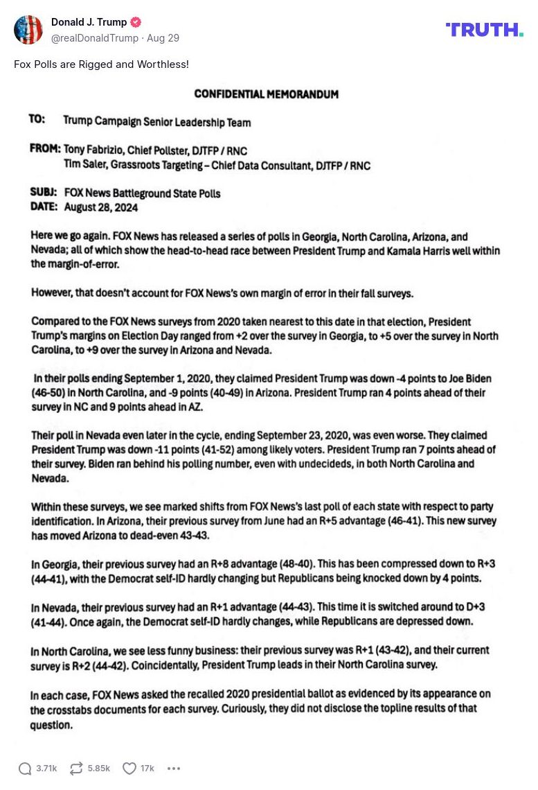 Post image from Donald Trump