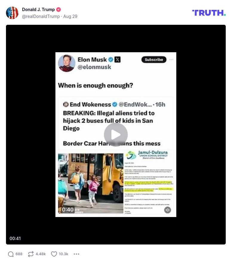 Post image from Donald Trump