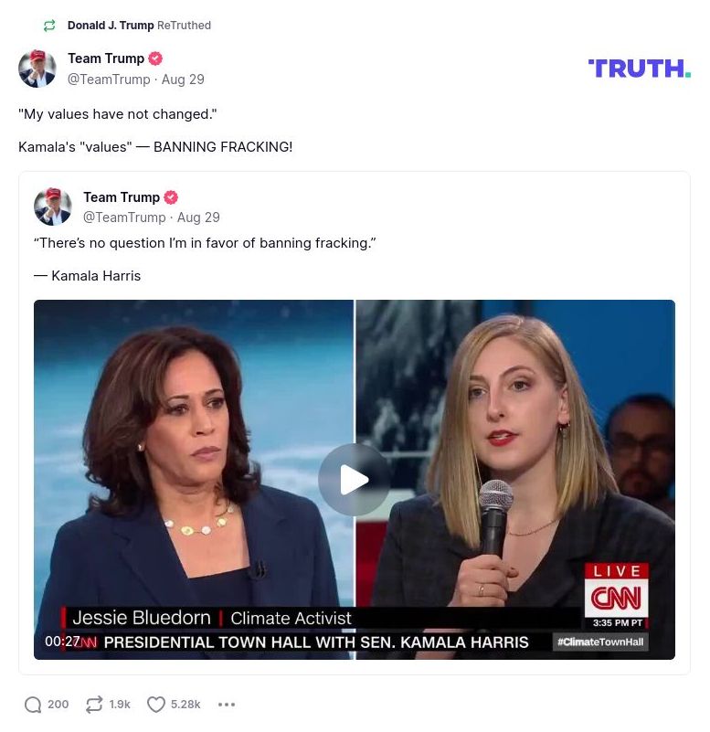 Post image from Donald Trump