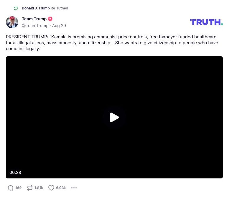 Post image from Donald Trump