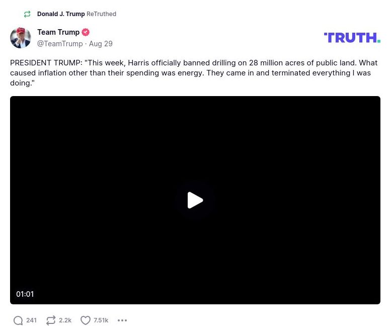 Post preview from Donald Trump