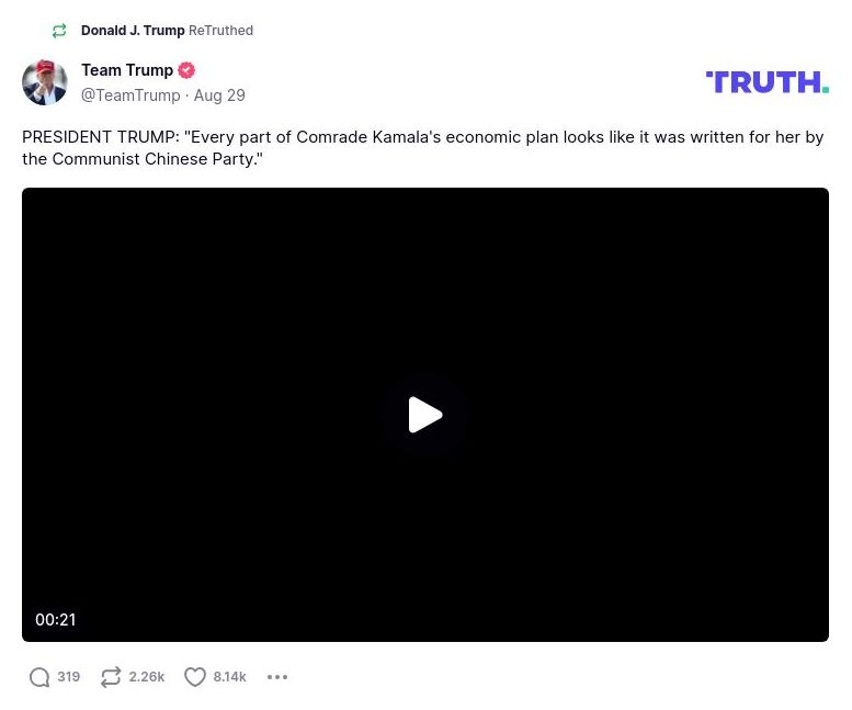 Post image from Donald Trump