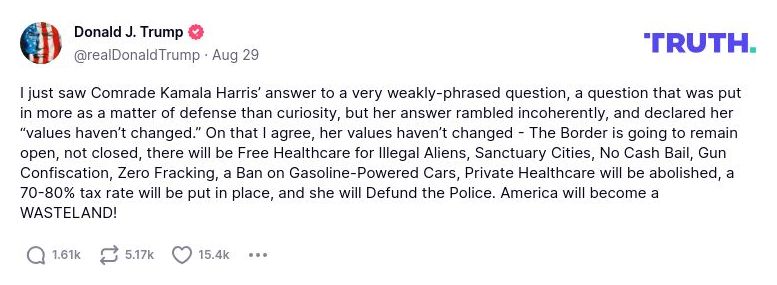 Post image from Donald Trump