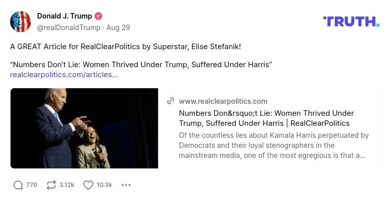 Post image from Donald Trump