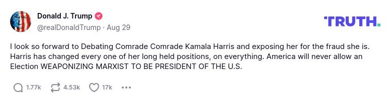 Post image from Donald Trump