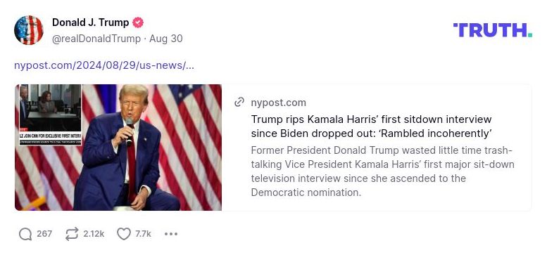 Post preview from Donald Trump