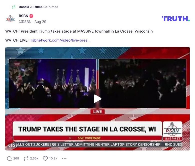 Post image from Donald Trump