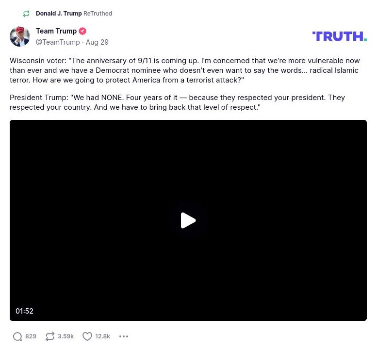 Post image from Donald Trump